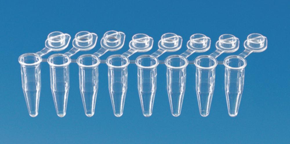 BRAND PCR Tubes 0.2 ml PP 8 Strips with Lid for Real-Time PCR, Pack of 120