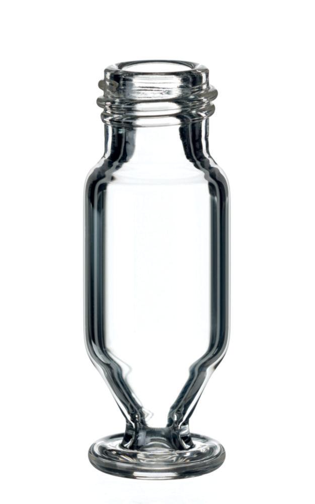 La-Pha-Pack Microliter Short-Jaw Bottles 1.1 ml Conical with Round Glass Base, 32 x 12 mm Clear Glass, 1st Hydrolytic Class, Pack of 1000

