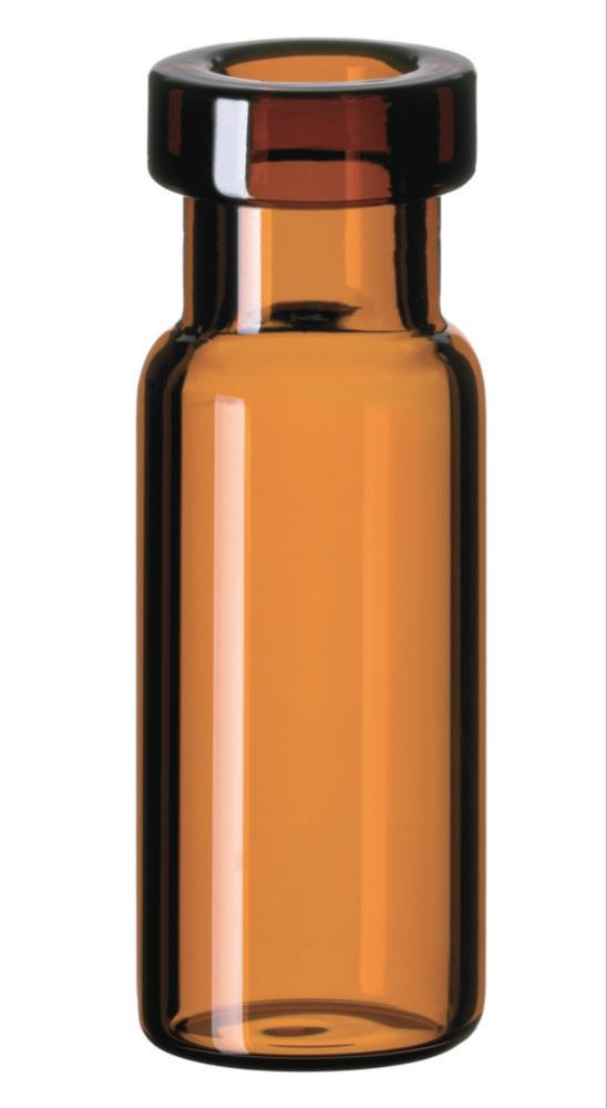 LLG Labware Crimp Neck Vial 1.5 mL Amber Glass, 11.6 mm Diameter x 32 mm Height, Flat Bottom, Wide Opening, Pack of 100