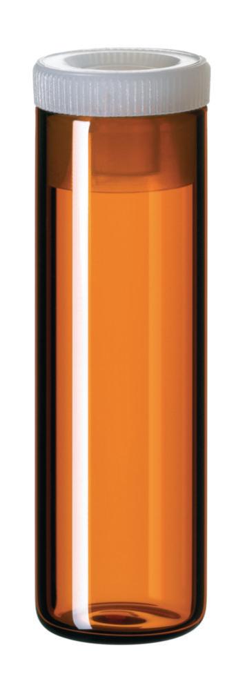 La-Pha-Pack Glasses Flat-Bottom 4 ml, 44.6x14.65 mm Brown Glass, 15 mm PE Plug, Transparent Pack of 1000

