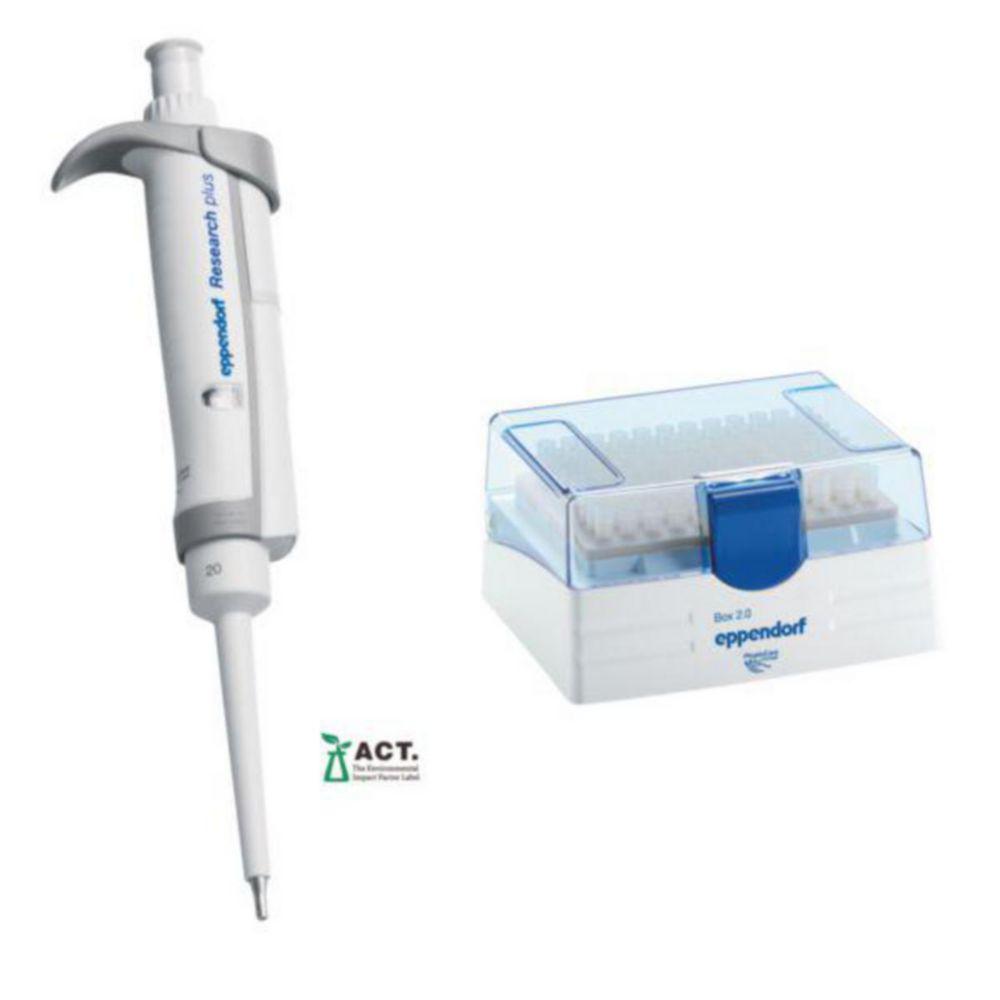 Eppendorf Research Plus G 1-Channel Pipette 2-20 µL, Light Grey, Incl. EpT.I.P.S. Box