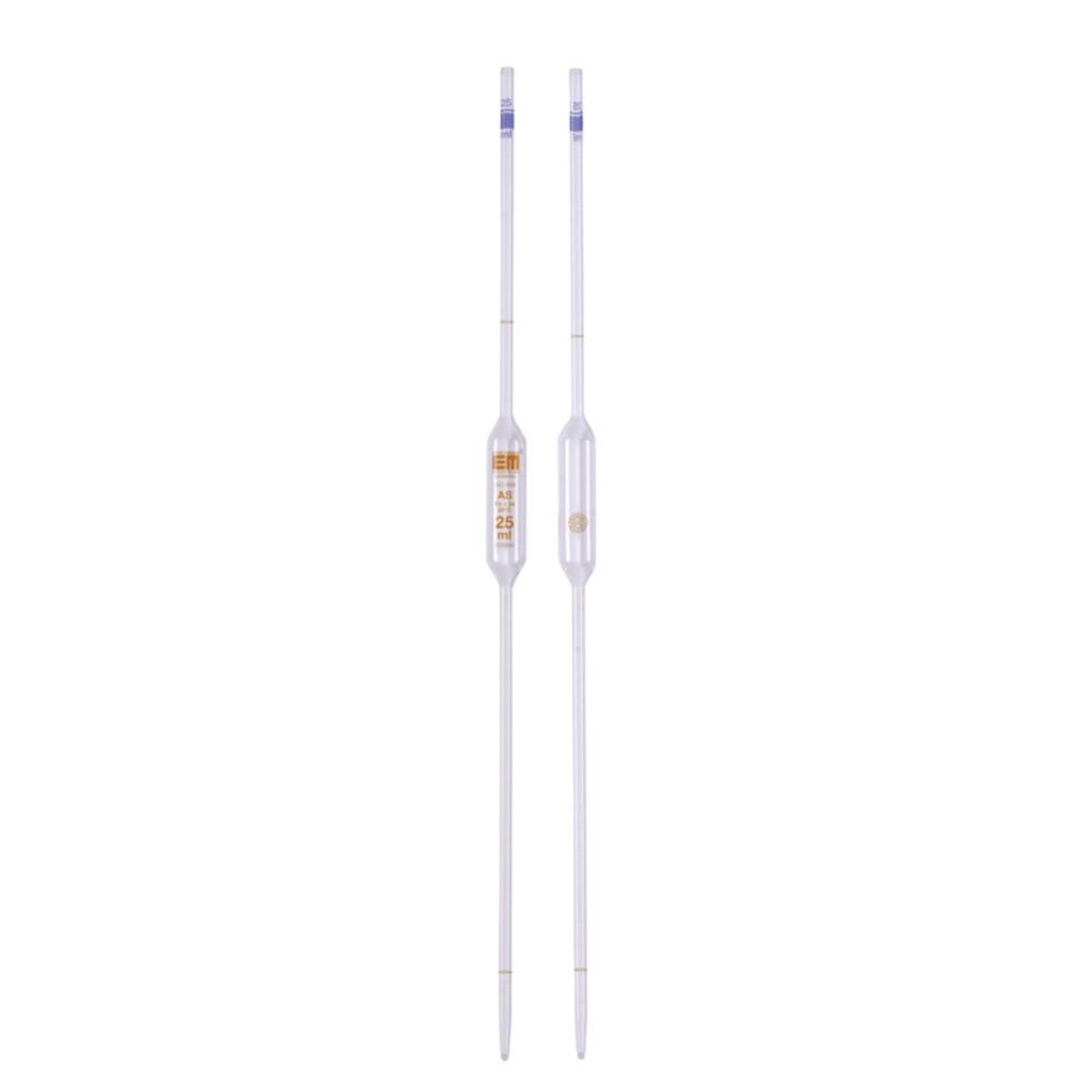 Hirschmann Laborgeräte 100 mL Class AS Volumetric Pipette, 2 Marks, AR clear soda, Glass, Brown Graduation, confomity certified