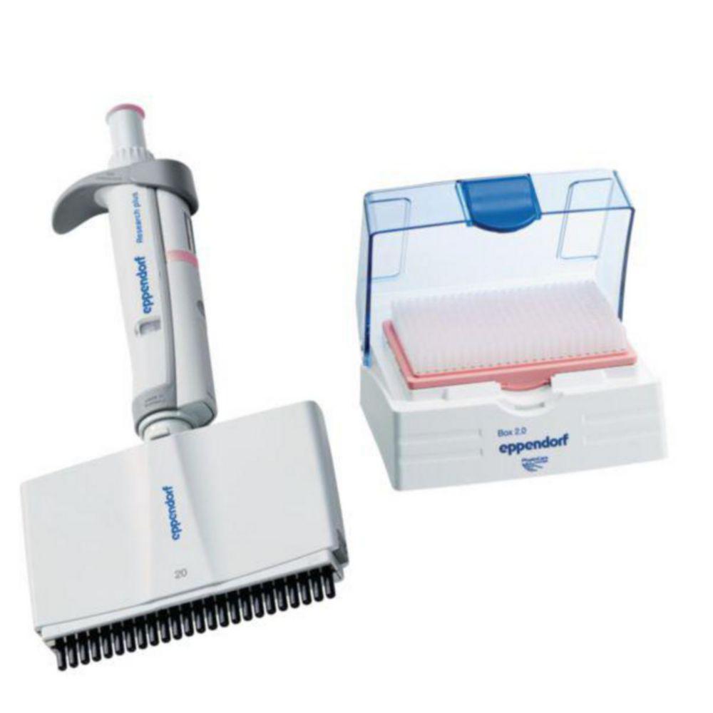 Eppendorf Research plus 24-Channel Variable Pipette, 1-20 µL, Light Pink, incl. epT.I.P.S. Box

