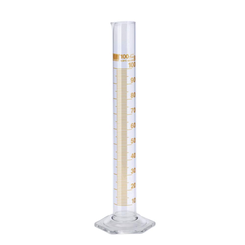 Hirschmann Measuring Cylinder 5 ml, Class B, Tall Form, Short Line Graduation, Borosilicate Glass, Amber Graduated