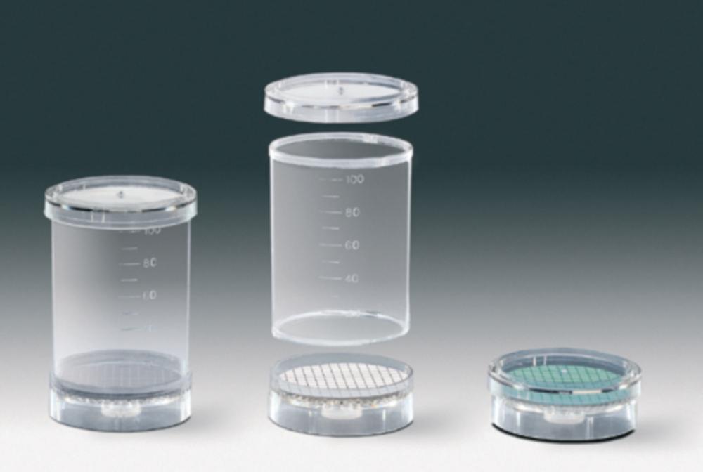 Sartorius BioSart 100 Monitors, Sterile, 100 mL, Ø 47 mm, Pore 0.45 µm, White/Black, Pack of 48