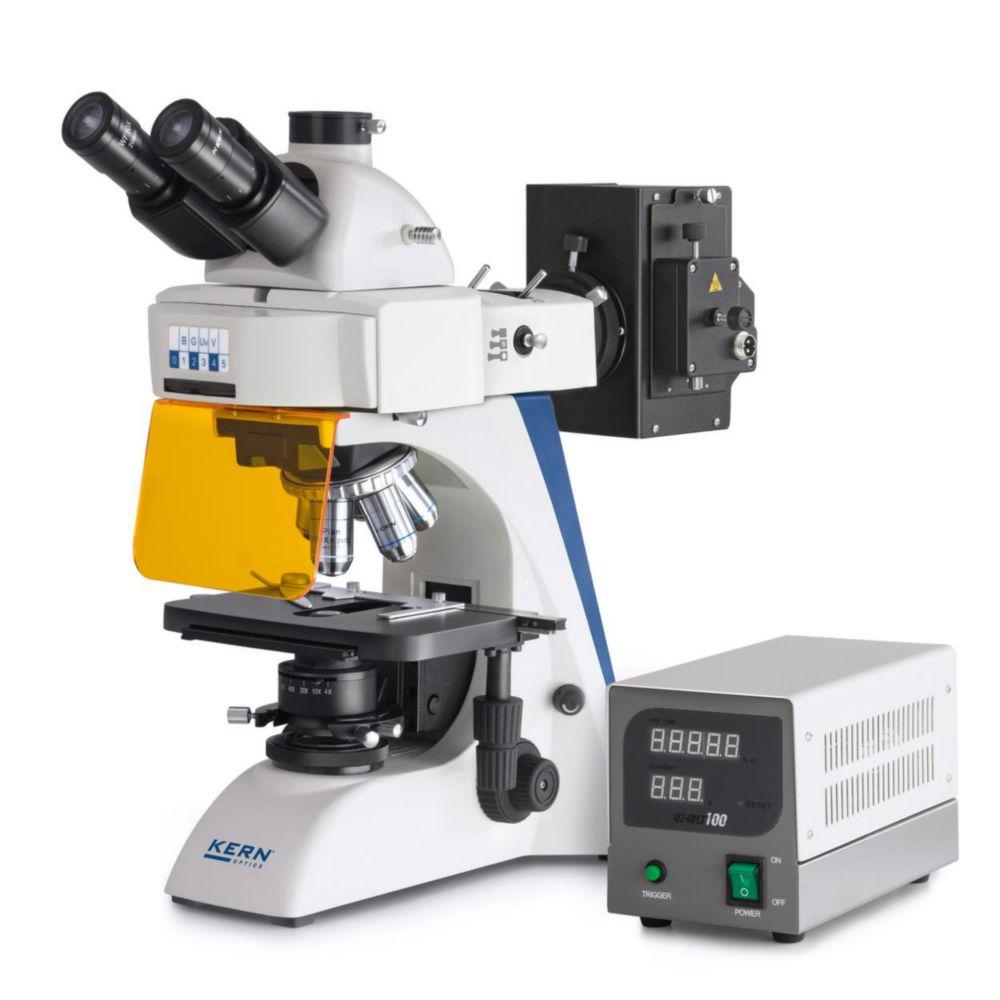 Kern OBN 147 Transmitted Light Microscope – 6V 20W Halogen (Transmitted) / 100W HBO (Reflected)

