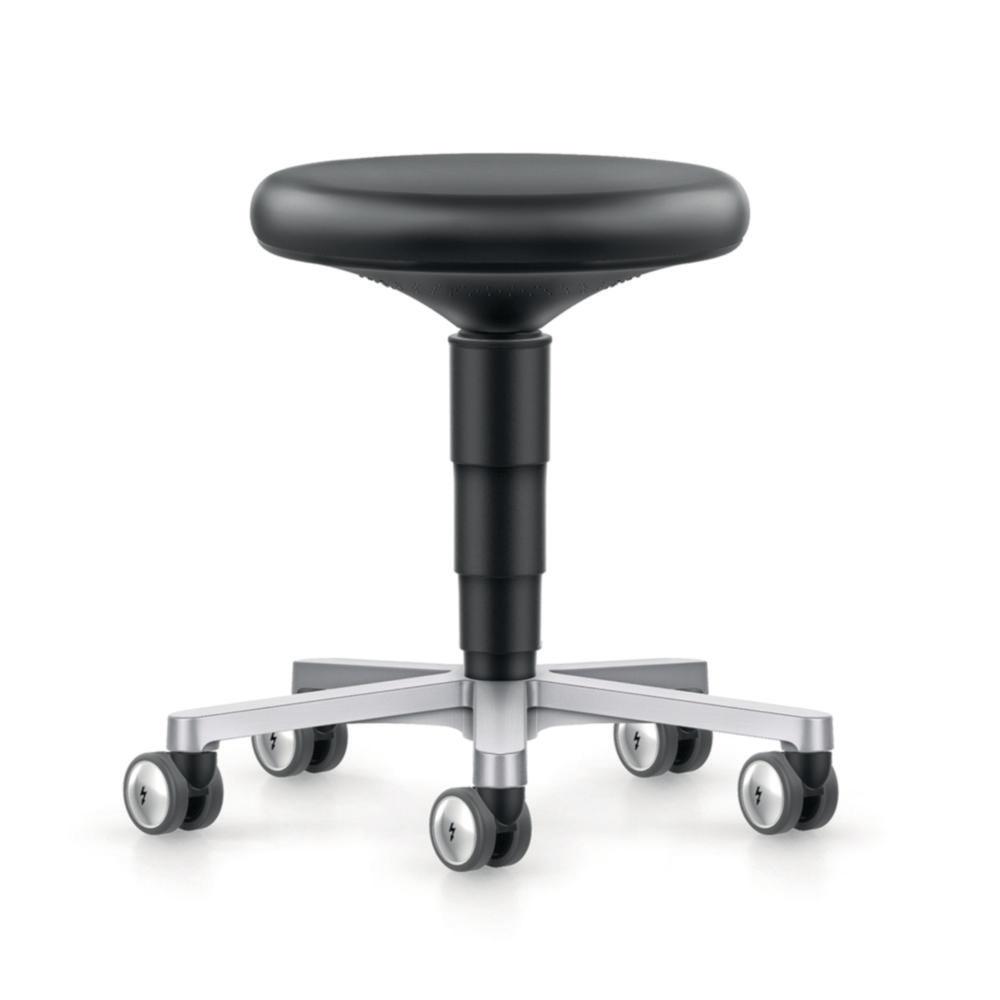 Interstuhl Büromöbel Cleanroom Stool 2 with Castors, Black Imitation Leather Upholstery