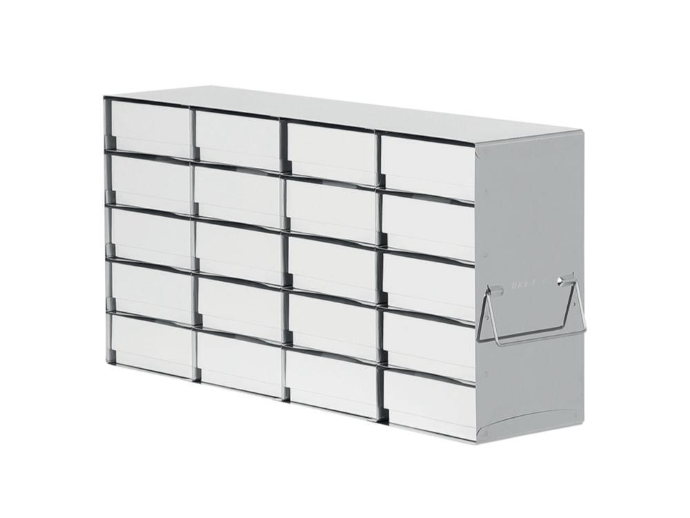 TENAK Standard Rack For Upright Freezer For (HxD) 5x4 = 20 Boxes 50 mm High, With White Cardboard Boxes and 9x9 Cell Dividers

