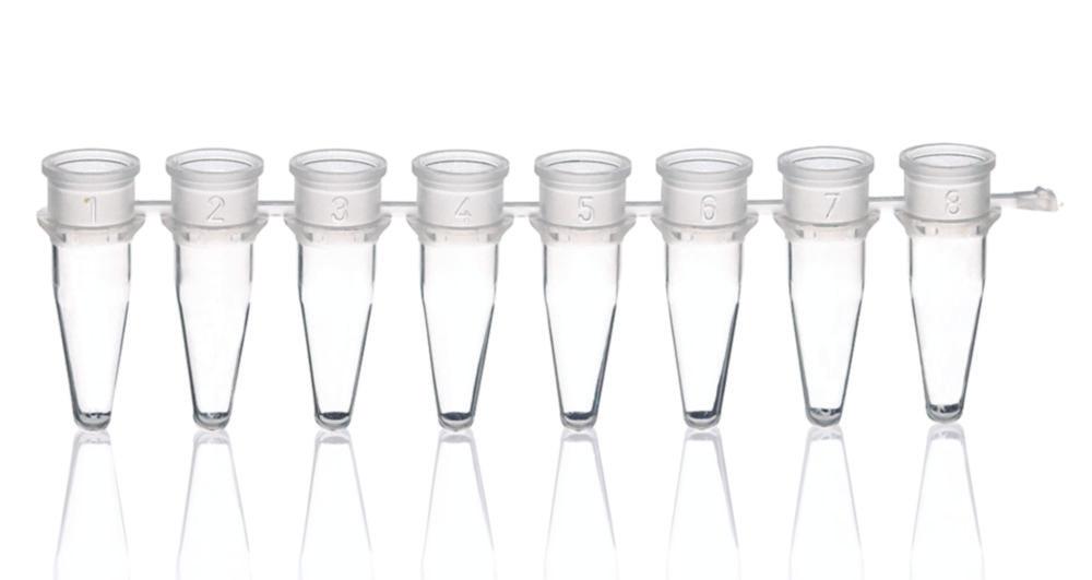 BRAND 8 PCR Tube Strips 0.2 mL Transparent Without Caps (Pack of 125)
