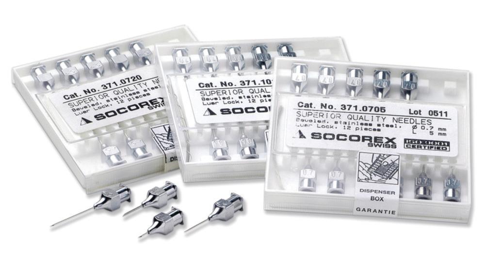 SOCOREX High Quality Needles 0.8x40 mm 21G x 1 5/8", Luer Lock, Stainless Steel, Sharpened, Autoclavable, Pack of 12