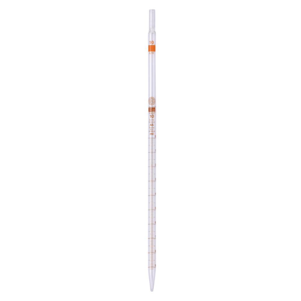 Hirschmann Laborgeräte 10:0.1 mL Class AS Graduated Pipette, 360 mm Length, Amber Graduation