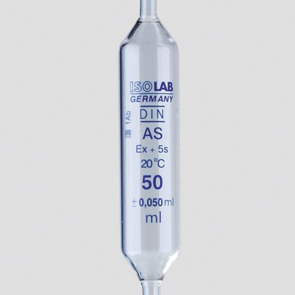 ISOLAB Volumetric Pipette 25 mL, Class AS, Blue Grad, 520 mm, Conformity Batch Certified