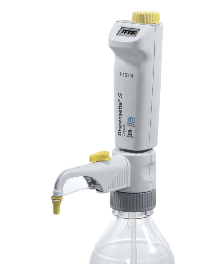 BRAND Dispensette S Organic Digital Bottle-Top Dispenser (1–10 mL) with Recirculation Valve

