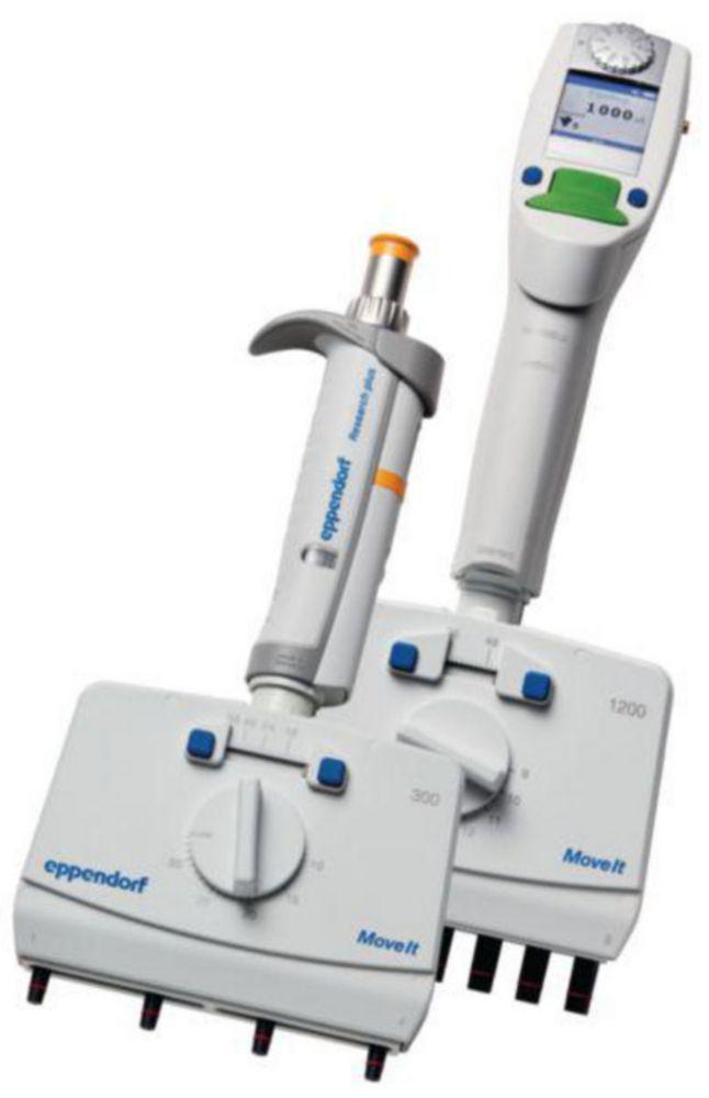 Eppendorf Xplorer Plus Move It 6-Channel, 15-300 µL, Orange, Adjustable Cone Distance

