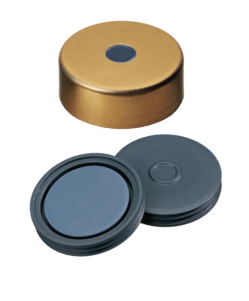 La-Pha-Pack Flange Cap 20 mm Butyl/PTFE Gold Lacquered with 5 mm Hole, Pack of 1000

