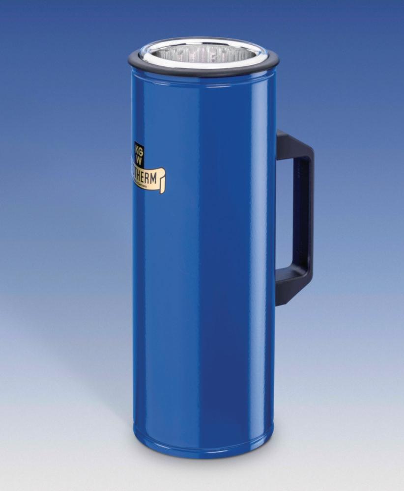 KGW Schieder Dewar Flask Type G 18 C 2.5 Ltr. Blue Coated Aluminium Case, 290x110 mm, Cylindrical Shape, with Handle