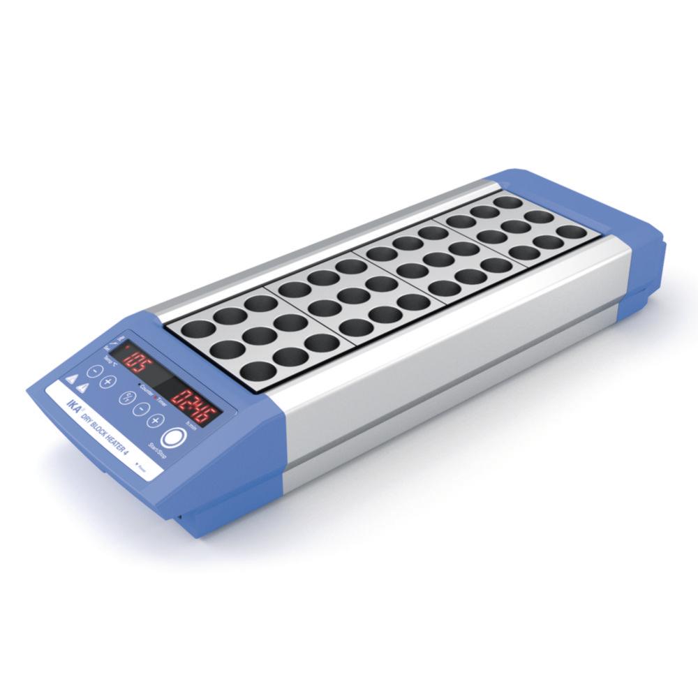 IKA Digital Block Thermostat Dry Block Heater 4 S 3 for 4 Aluminium-Block-Inserts, up to 120°C with Swiss Plug