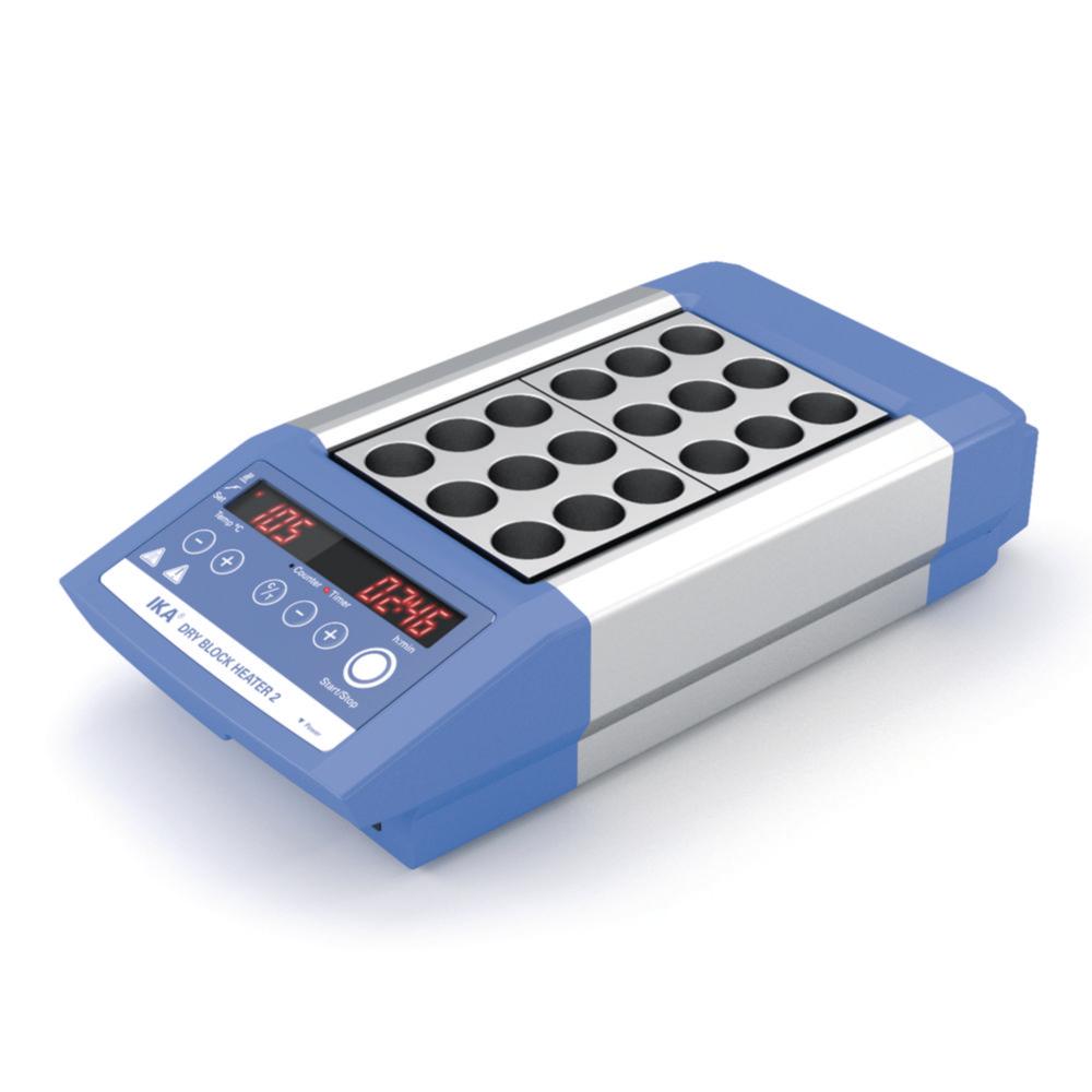 IKA Digital Block Thermostate Dry Block Heater 2 S 3 for 2 aluminium-block-inserts, up to 120°C with Swiss plug