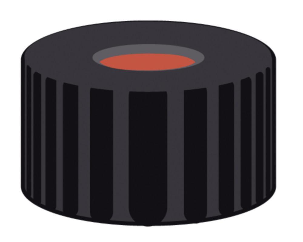 Macherey-Nagel Screw Caps N-9 PP Black Hole Red Rubber/FEP (Colourless), Hardness 40 Shore A, Septa Thickness 10mm (Pack of 100)

