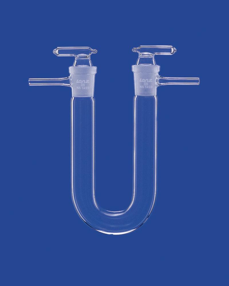 Lenz-Laborglas Drying Tube, U-Shape, Length 100 mm with Stopcocks, Socket NS 12/21, DURAN

