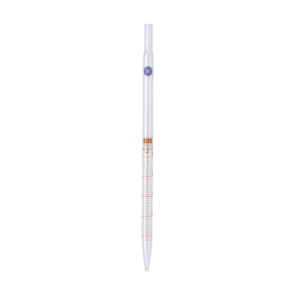 Hirschmann Laborgeräte 25:0.2 mL Graduated Pipette for Tissue Culture, AR Glass, Amber Graduation, 230 mm, with mouth piece for cotton plug