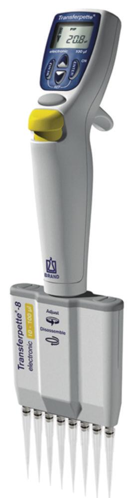 BRAND Transferpette-8 Electronic Multichannel Pipette with Adapter (230V/50Hz) – 1–20 µL


