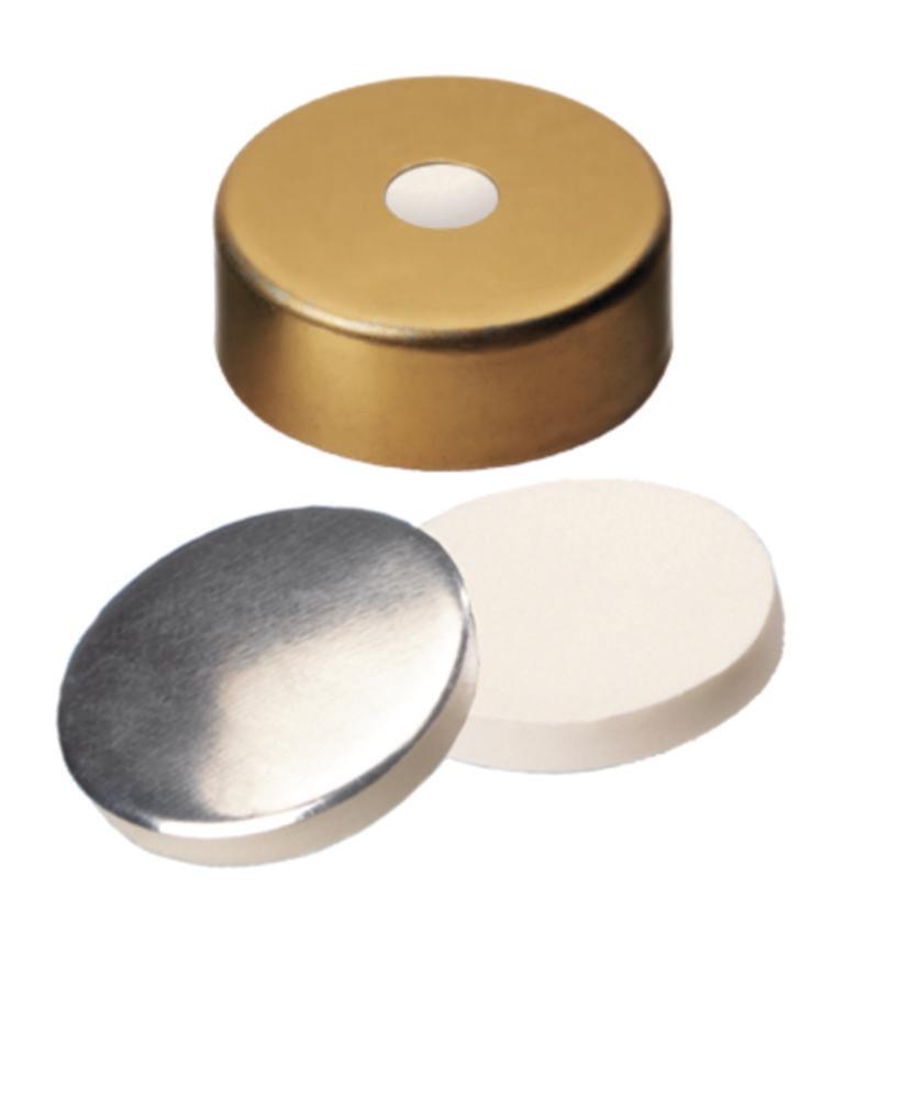 La-Pha-Pack Standard Magnetic Caps 30 mm Gold, 5 mm Centre Hole, Silicone White/Aluminium Foil Silver, VE=1000

