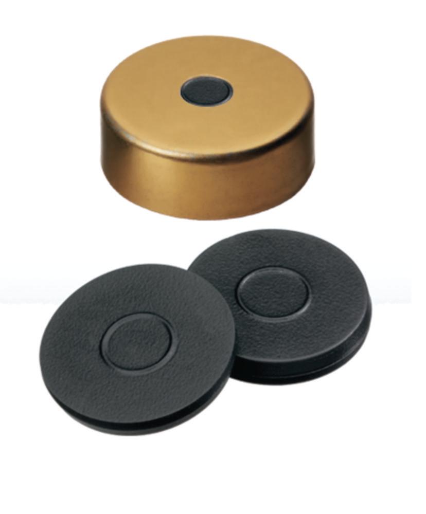 La-Pha-Pack Butyl Caps Standard Magnetic Border Cap Gold, 5 mm Hole, VE=1000

