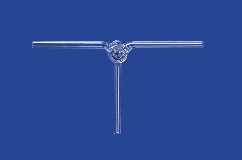 Lenz-Laborglas Stopcocks, Three Way, to Czako, Plug Solid, NS 14.5 Bore mm 1.5


