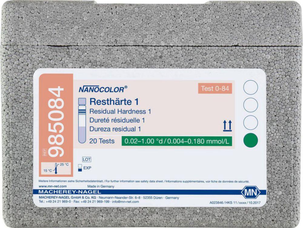Macherey-Nagel Round Cuvette Test Resthardness 1 with Barcode, Pack of 20, Regulations

