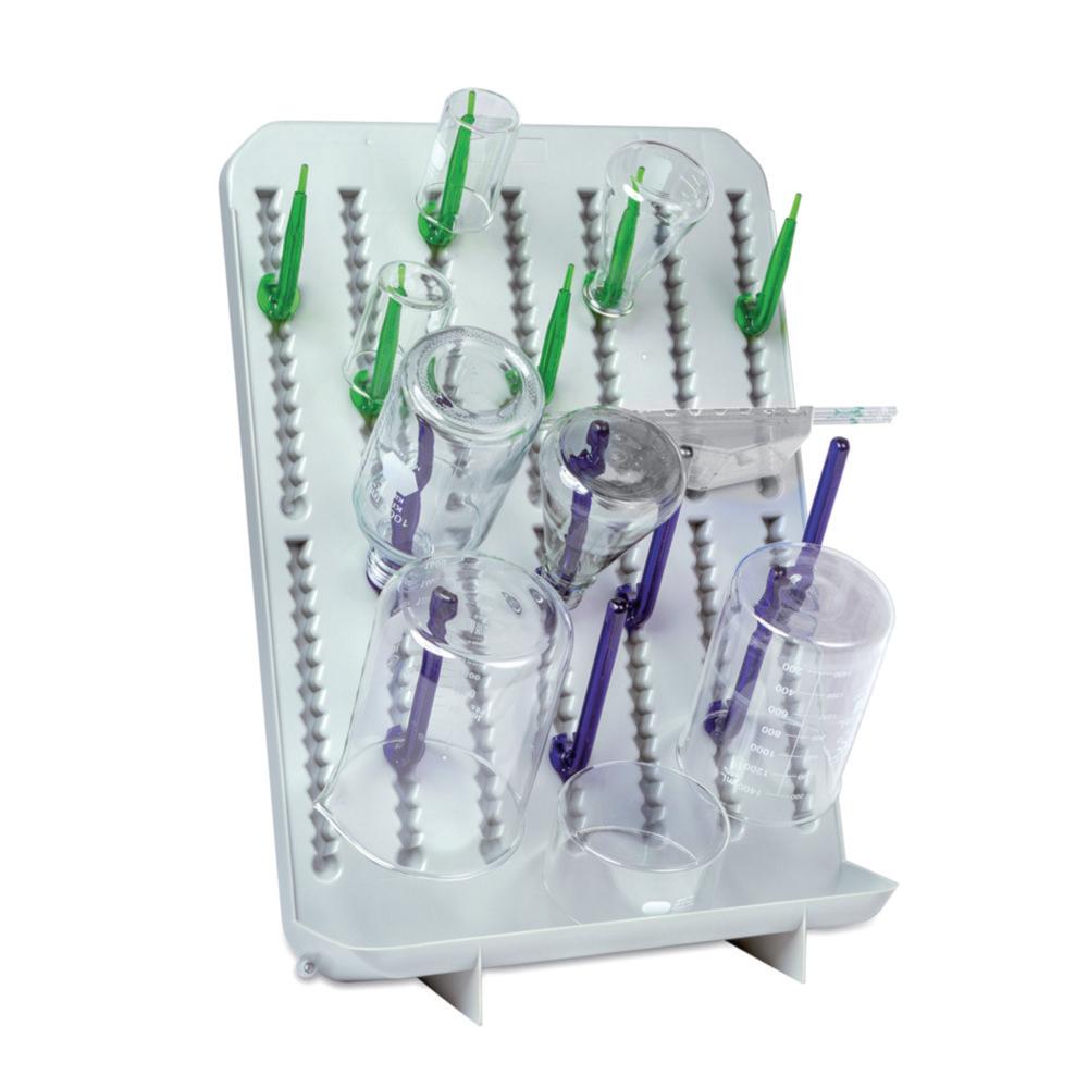 Heathrow Scientific Drying Rack Set Wall/Bench Mount Grey/Blue/Green