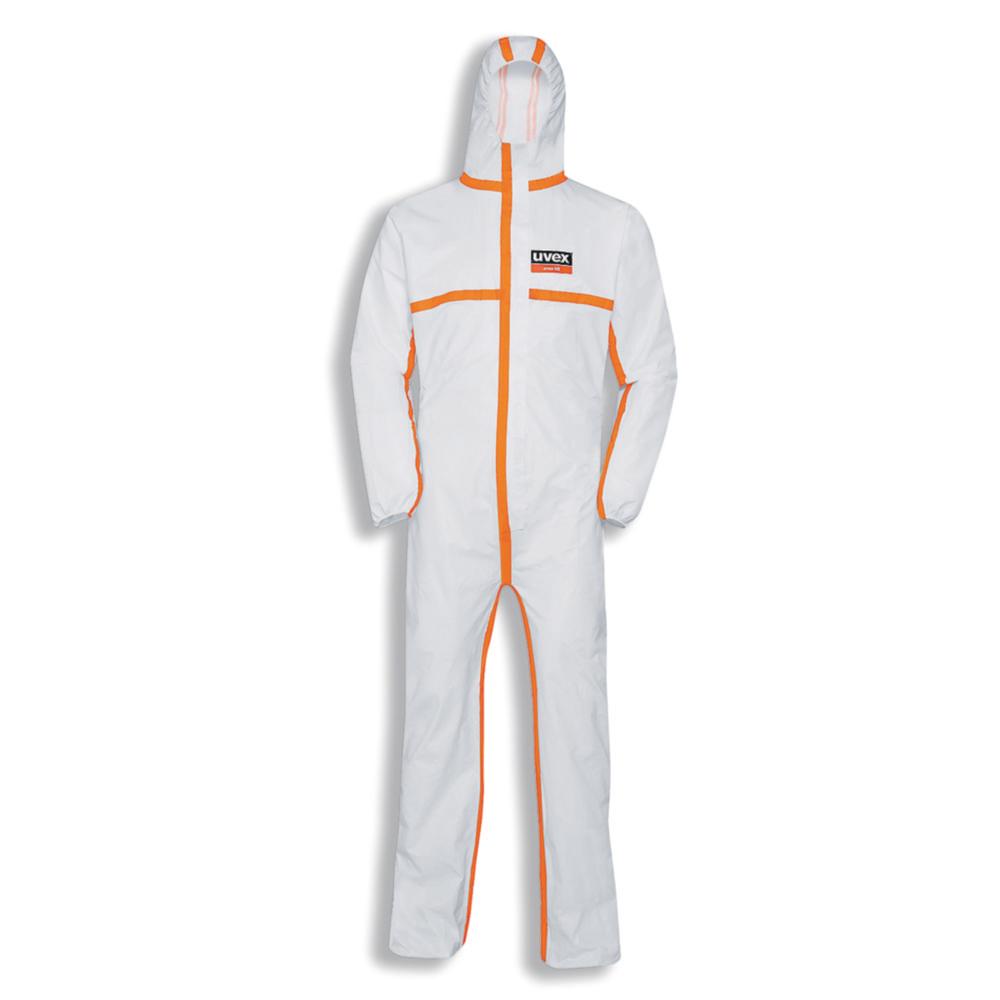 Uvex Overall 4B PP/PE Spunbond Laminate White/Orange with Hood Model 8959 Type 4/5/6 Size S Pack of 5​

