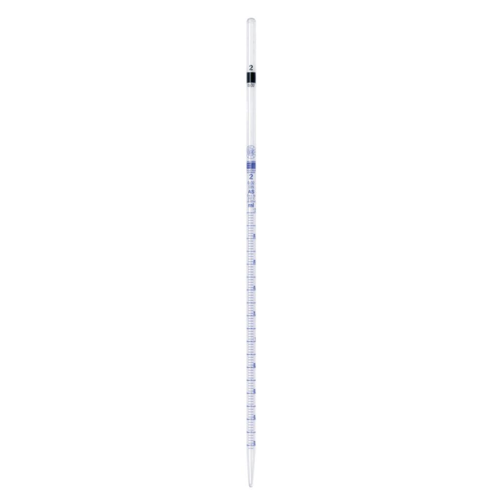 Hirschmann Measuring Pipette 1.0:0.01 ml, 360 mm AR Glass, Cl. AS, Conf., Zero Below, Blue Graduation