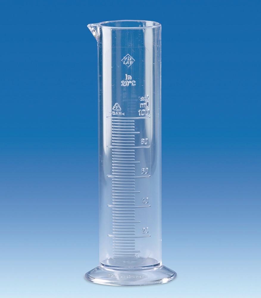 VITLAB Measuring Cylinders 250 ml, SAN, Low Form, Clear

