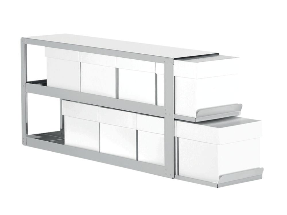 TENAK Sliding Shelf Rack for Upright Freezer for (HXD) 2x4 = 8 Boxes 130mm High, Delivered Including Standard White Cardboard Boxes and 9x9 Cell

