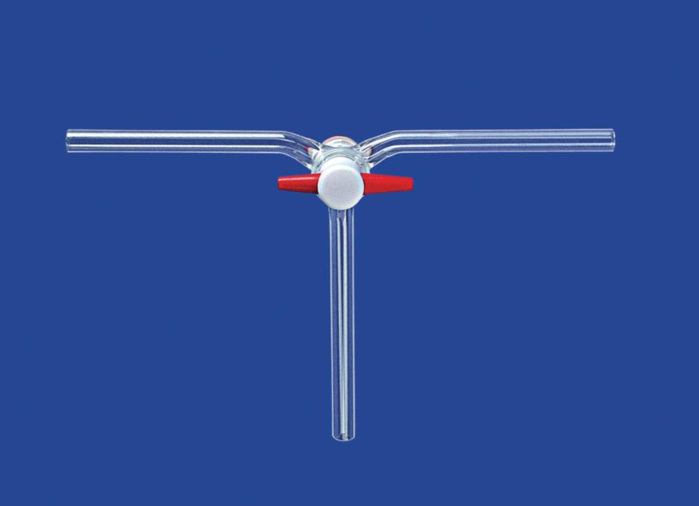 Lenz-Laborglas Stopcocks, Three Way, to Czako, Plug PTFE, NS 18.8 Bore mm 1.5
