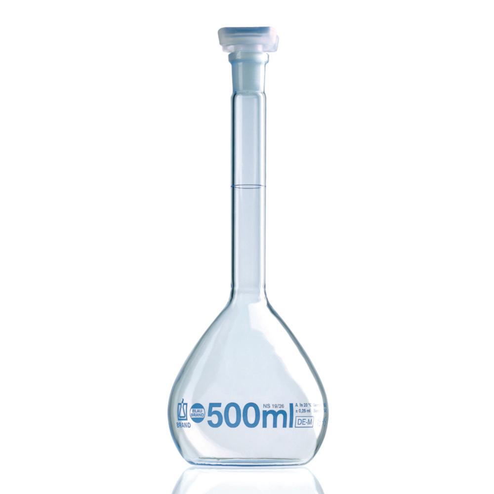 BRAND BLAUBRAND Class A 25 mL Volumetric Flask with NS 12/21 Polypropylene Stopper, Boro 3.3 Glass