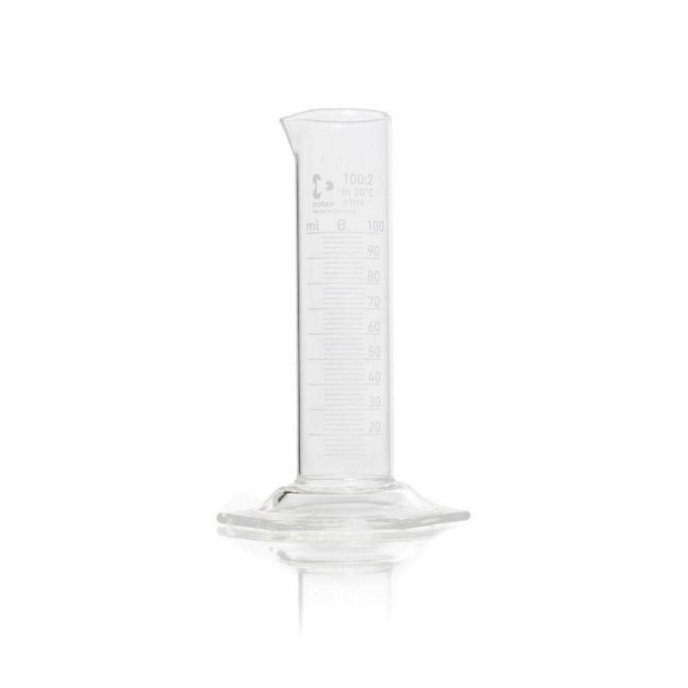 DWK DURAN DURAN Measuring Cylinder, Low Form, with Spout, Hexagonal Base, with Graduation, 100 ml