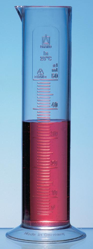 BRAND Measuring Cylinder 1000 : 20 mL Low Form, PP, Raised Graduation