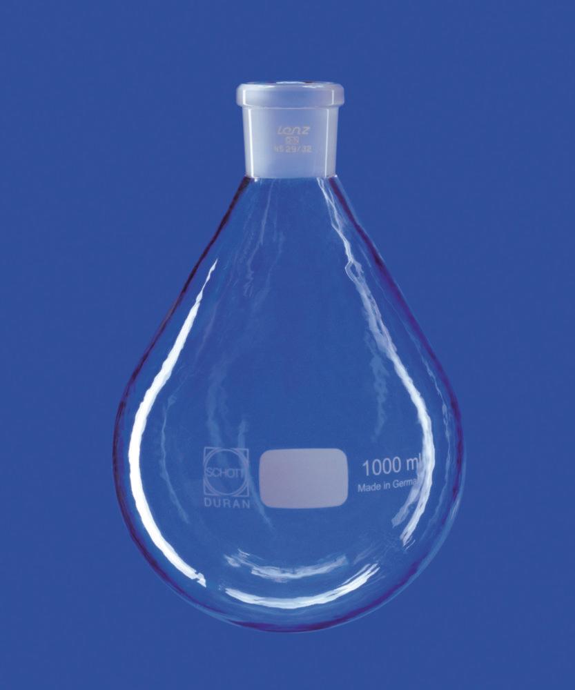 Lenz-Laborglas Evaporating Flask (100 ml), Pear-Shaped, NS 29/32, PUR Coated
