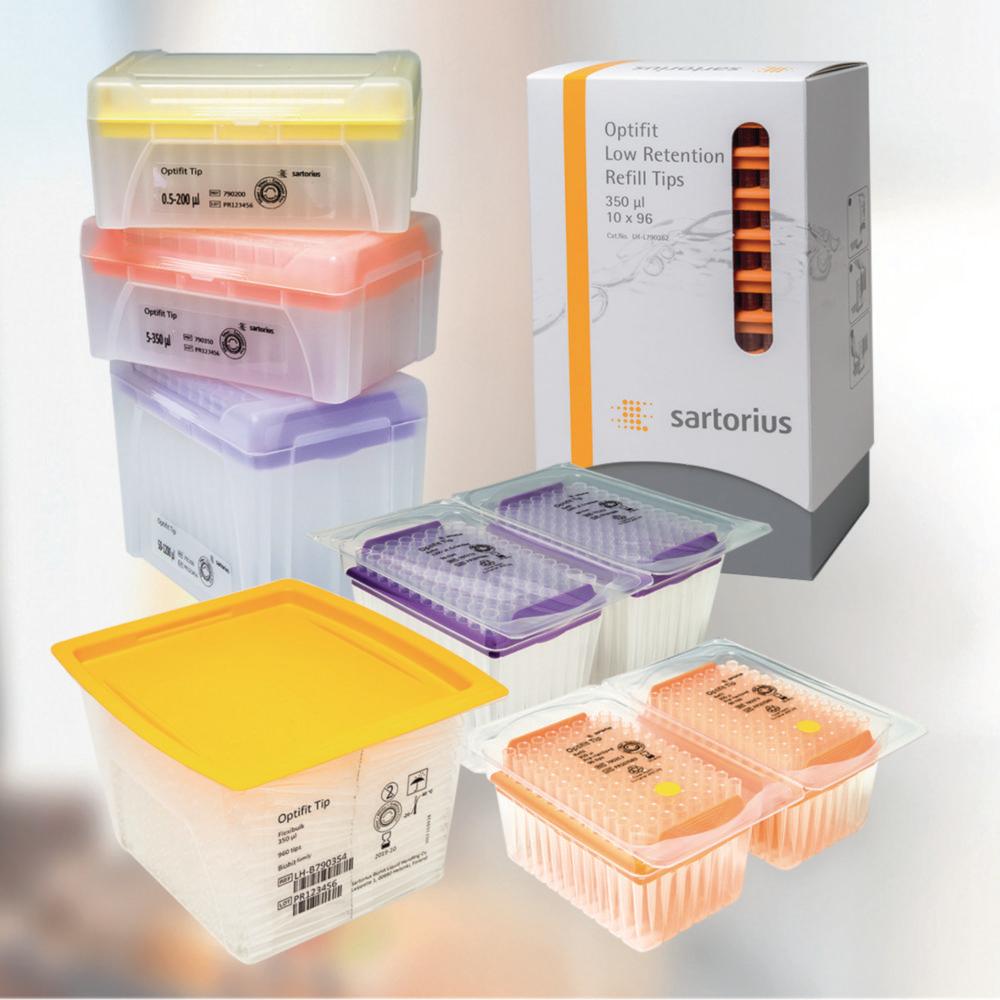 Sartorius Optifit Pipette Tips 0.1-10µl Single Tray 46mm Non-Sterile Extended Racked, Pack of 10x96