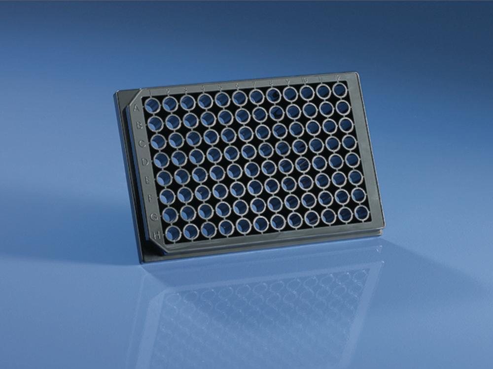 BRAND Microplates Immunograde 96-Well PS Black Transparent Bottom F-Bottom Non-Sterile Without Lid (Pack of 5)

