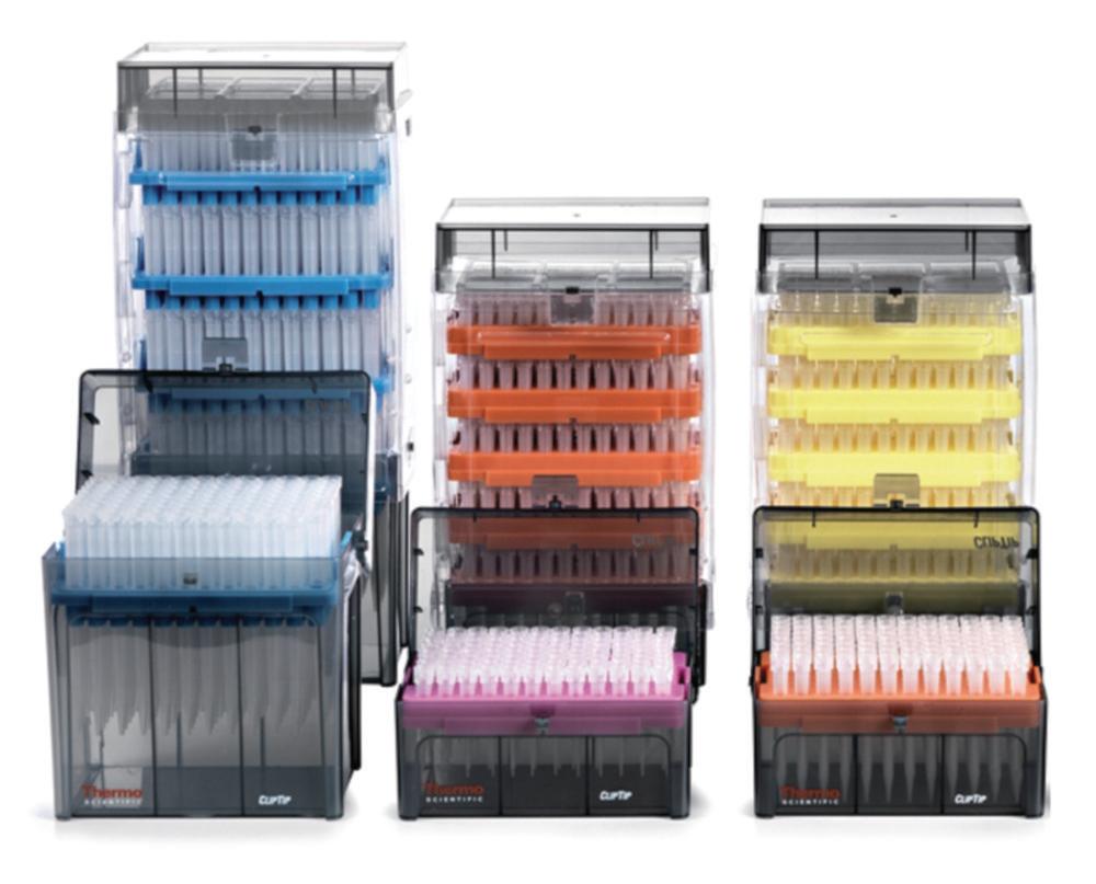 Thermo Finn Pipette Tips ClipTip 300 Ext- 100-300µl, 10mm, in Rack, Pack of 8x96, Without Filter, Orange, Low Retention, Sterile