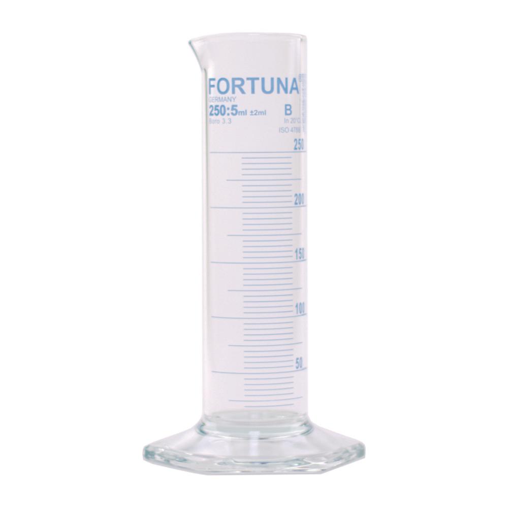 Poulten & Graf Measuring Cylinder 1000:20 mL Small Form Class B Boroglass Round Base Blue Graduation