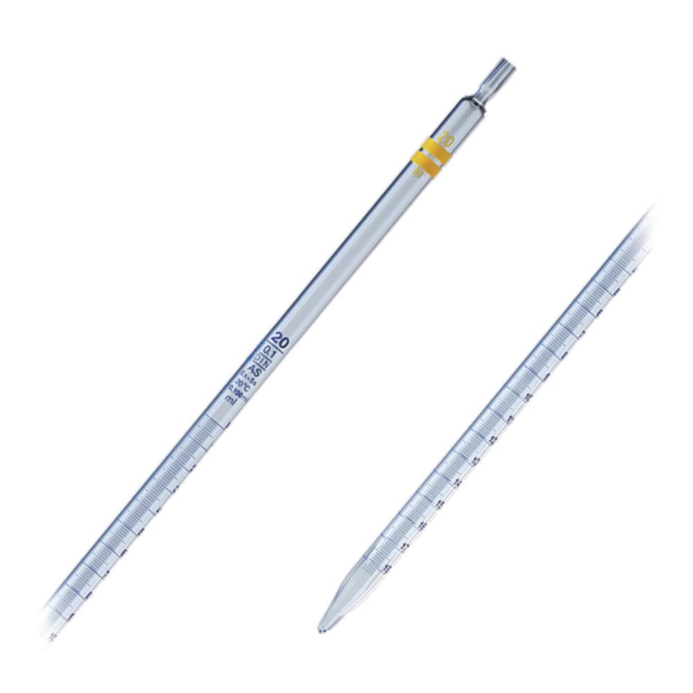 LLG Measuring Pipettes 20 mL Soda Lime Glass Class AS, Blue Grad, 450 mm, Pack of 10