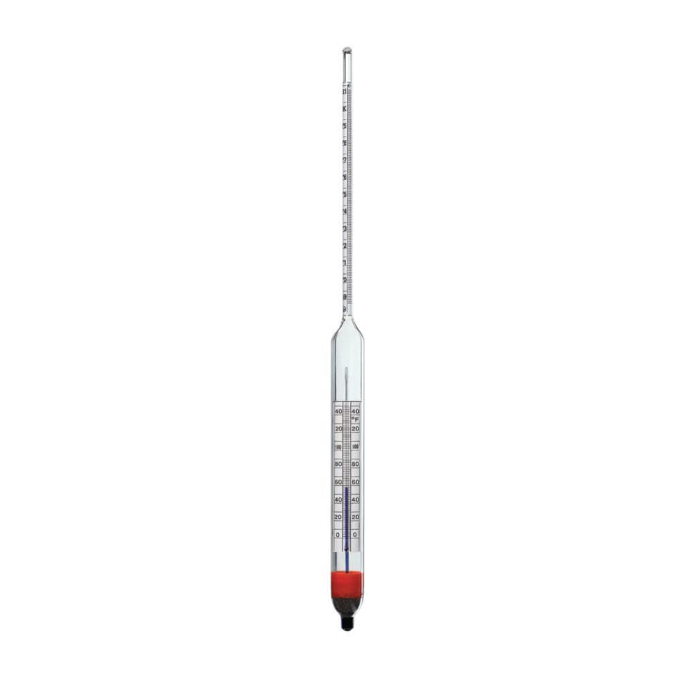 Ludwig Schneider Precision ASTM Hydrometer Type S505HL-14, -20 to +65 °C, 850–900 kg/m³, 0.5 kg/m³ Division, 380 mm, Blue Filling, 2x3 Test Points
