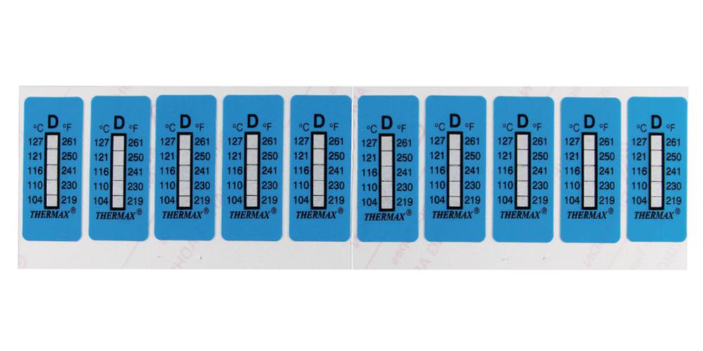 Thermax Temperature Recording Strips 35 x 15 mm Range 104-127°C Pack of 10