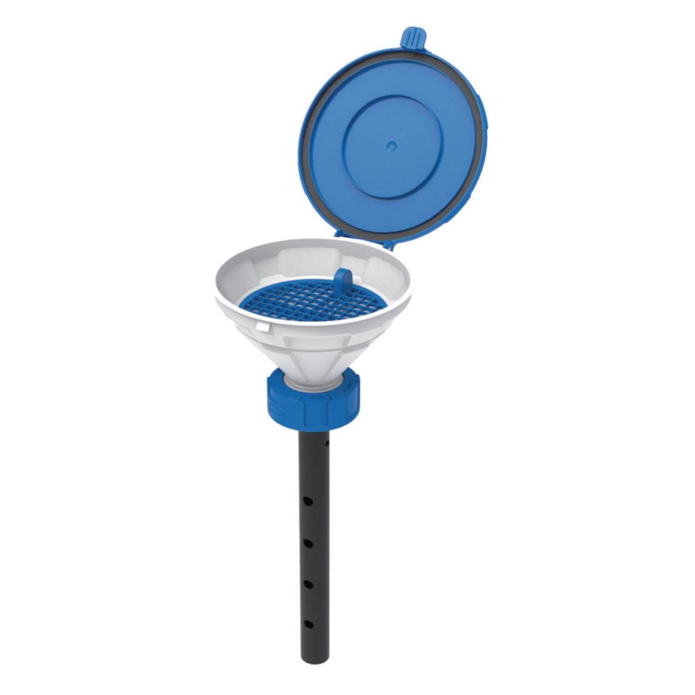 SCAT Funnel with lid "MARCO", V2.0, S60/61, PE-HD, with lance (220 mm) and removable sieve
