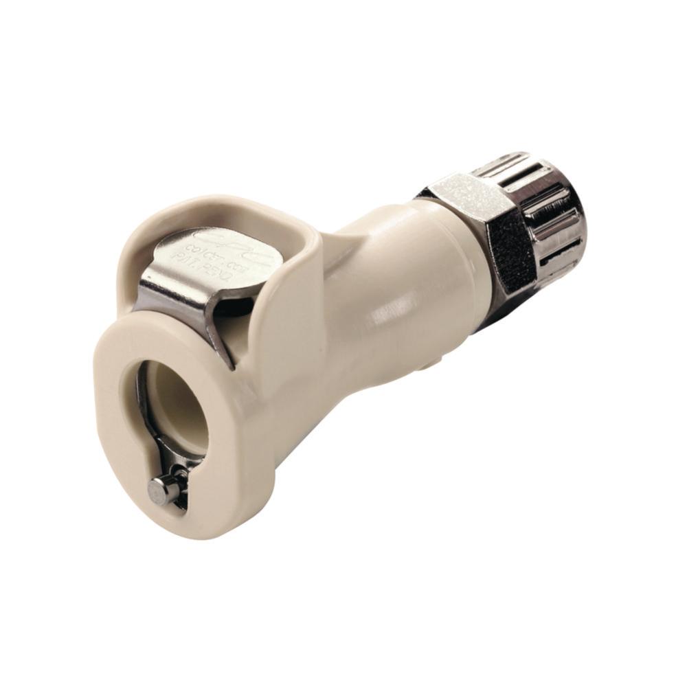 Colder 1/4" Hose Barb Valved In-Line Polypropylene Coupling Body