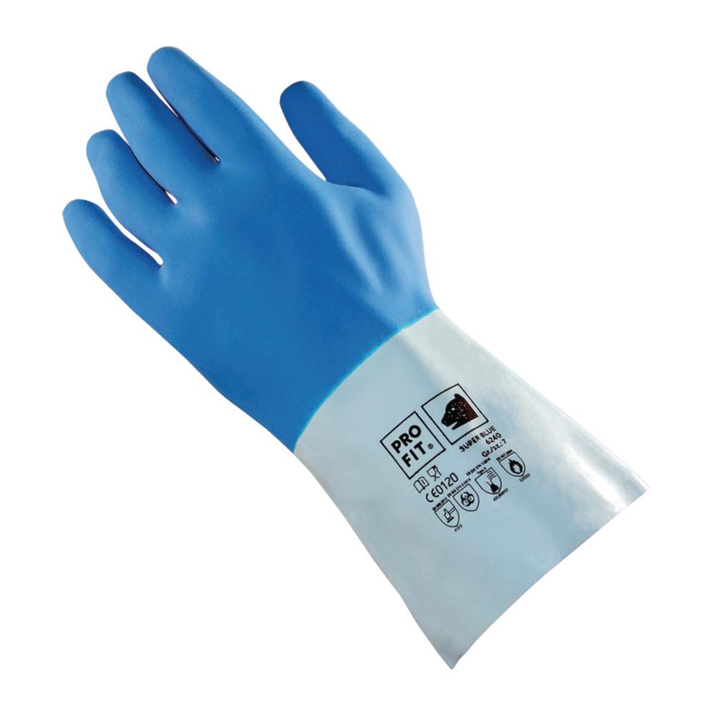 Aug. Schwan Latex Glove Pro-Fit 6240 - Super Blue Size 7, Blue, Cotton Jersey Lining, Roughened Surface, Pair
